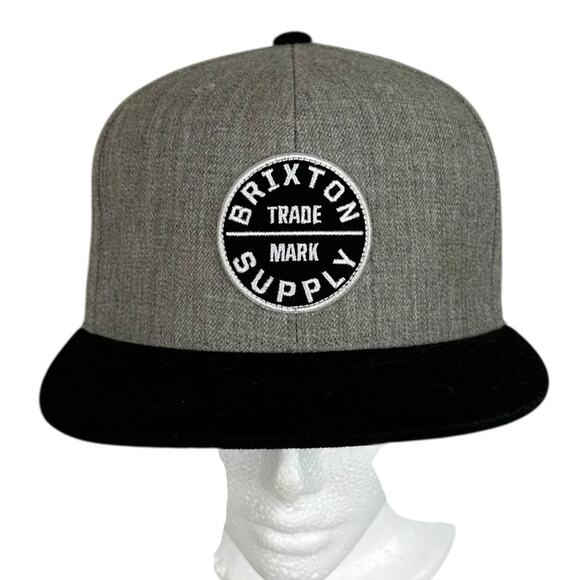 Brixton Gray and Black Snapback Adjustable Wool Hat Baseball Cap - Picture 1 of 9